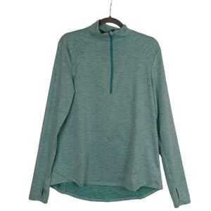 APANA Women Quarter Zip Long Sleeve Track Jacket Soft Blue Thumbholes size L